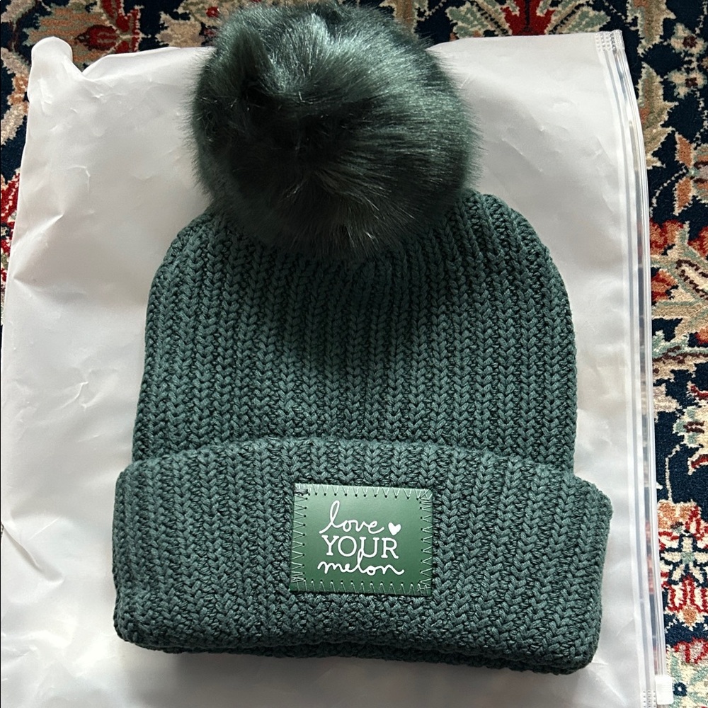 Love Your Melon Green Pompom Beanie